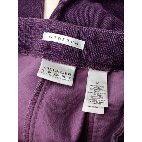Villager Sport Liz Claiborne Women's 12 Plum Purple Chevron Corduroy Stretch - Picture 6 of 7